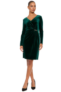 Kaylee Velvet Sheath Dress with Sparkle Trim