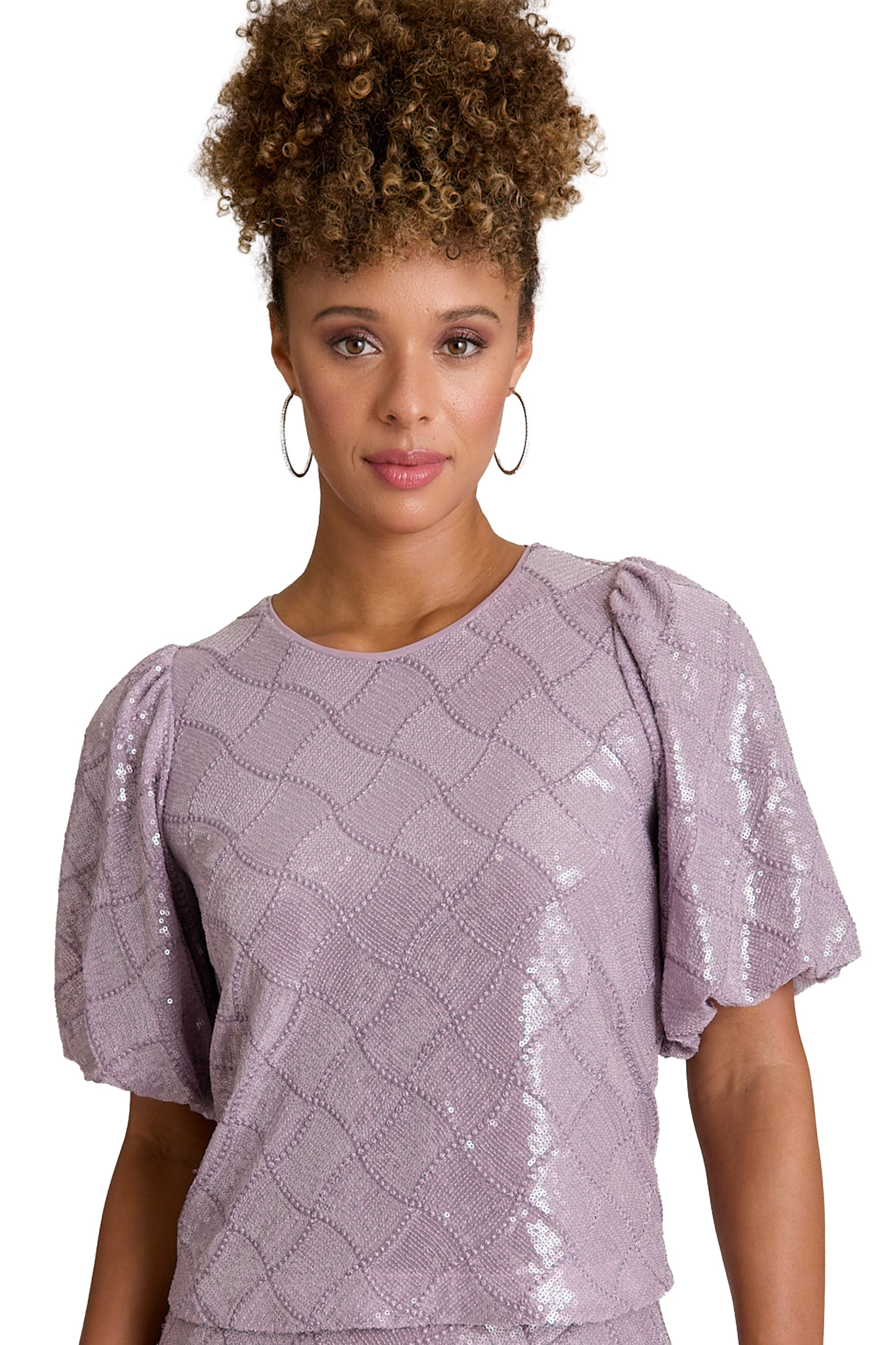 Bryant Jewel Neck Bubble Sleeve Top Long Sleeve | Muse by Maggy London