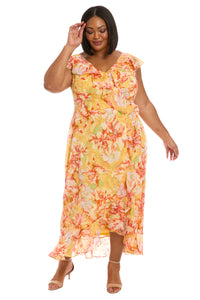 Alessandra Ruffle Faux Wrap Dress in Happy Floral - FINAL SALE