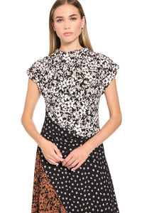 Mona Mock Neck Asymmetrical Midi