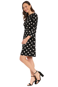 Quin Boat Neck Sheath in Quarter Dots