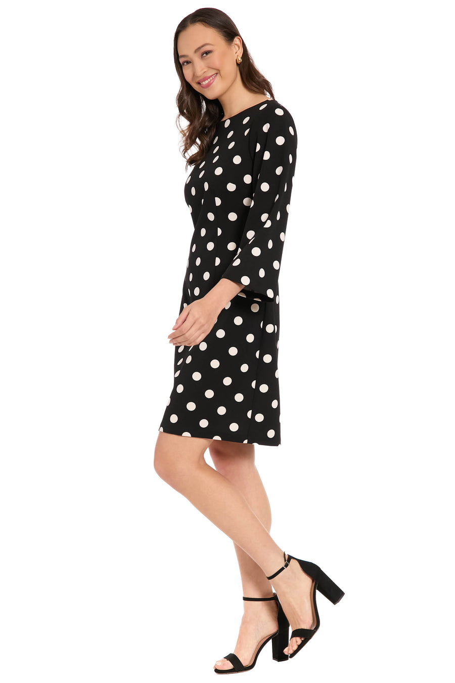 Quin Boat Neck Sheath in Quarter Dots