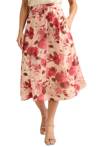Harlem Pleated Midi Skirt in Rose Mirage