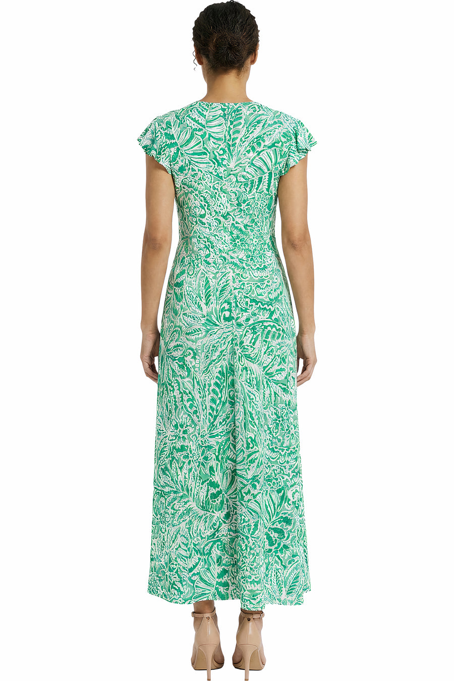 Tay in Linear Floral Maxi Flutter Sleeve Dress - FINAL SALE