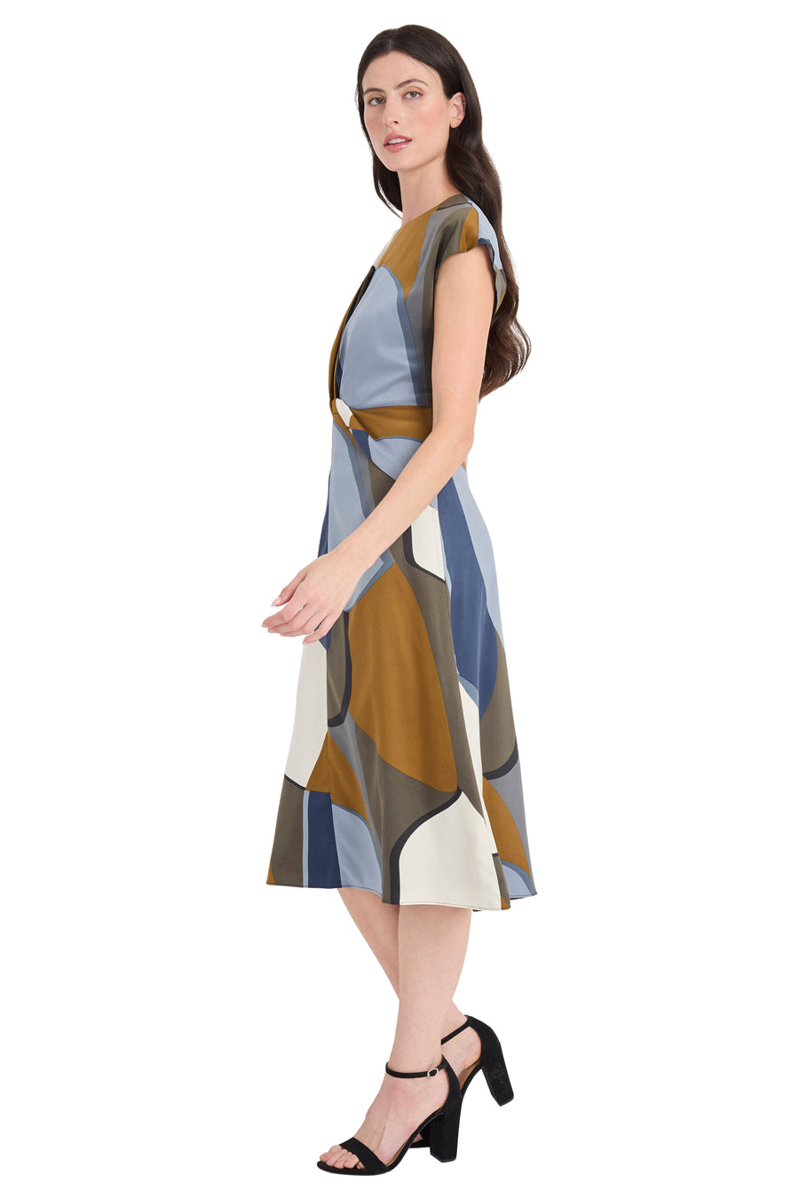 Hartford Cap Sleeve Midi in Stainglass A-Line Dress | Maggy London SLATE BLUE/NAVY / Standard / 6 Hartford Cap Sleeve Midi in Stainglass A-Line Dress | Maggy London SLATE BLUE/NAVY / Standard / 6