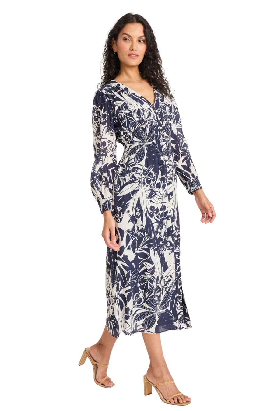 Vivianne Button Front Midi Dress A-Line Long Sleeve | Maggy London Red/Ivory / Standard / L Vivianne Button Front Midi Dress A-Line Long Sleeve | Maggy London Red/Ivory / Standard / L