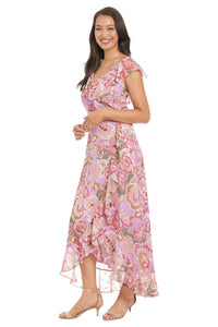 Alessandra Ruffle Faux Wrap Dress in Jacobean Flow - FINAL SALE