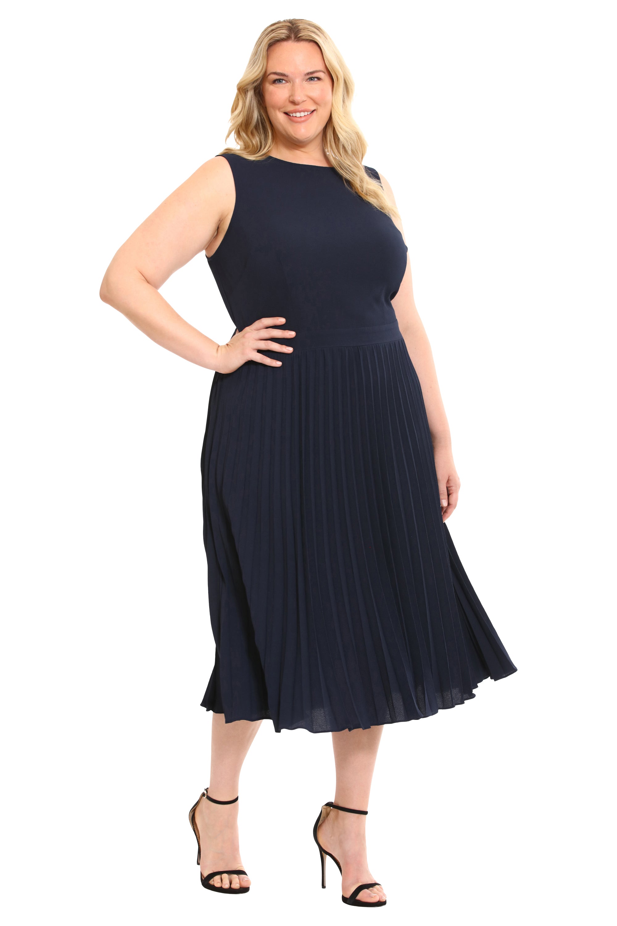 donna morgan pleated dress Amazon.com: Donna Morgan Women's Dresses Elegant V-Neck Sleeveless Pleated Midi Dress for Women