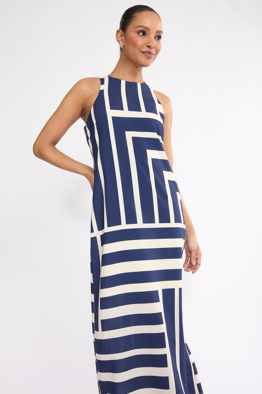 midi shift dress Wednesday's Girl midi shift dress in blue/yellow floral