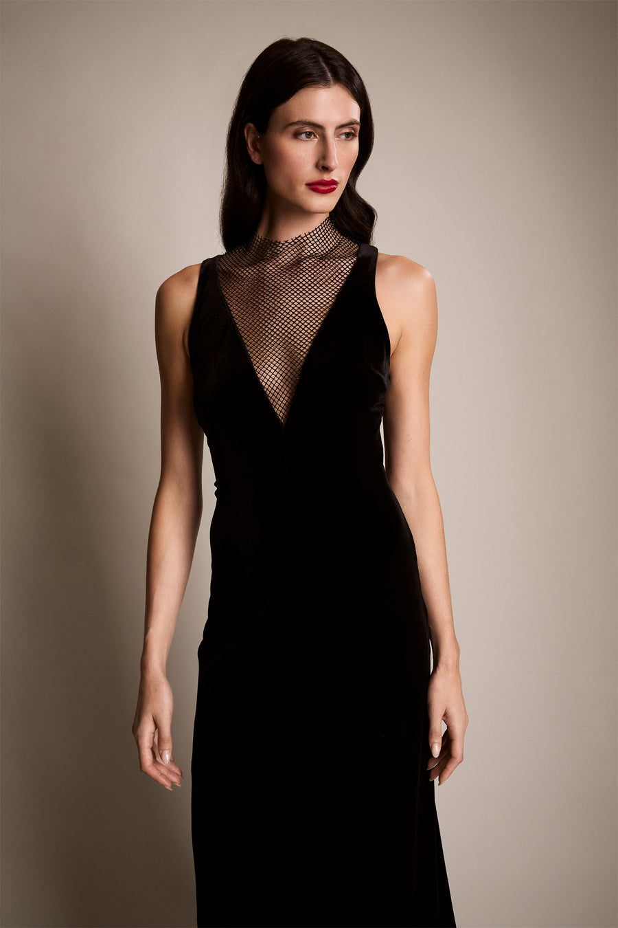 Yumi Velvet Empire Illusion Dress