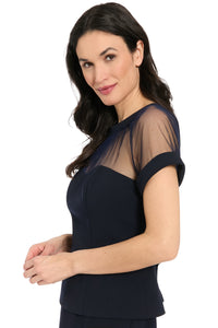 Illusion Mesh Yoke Fitted Top