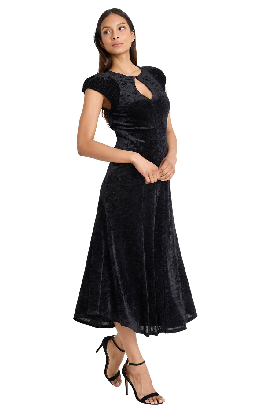 Monika Keyhole Midi in Velvet Mesh