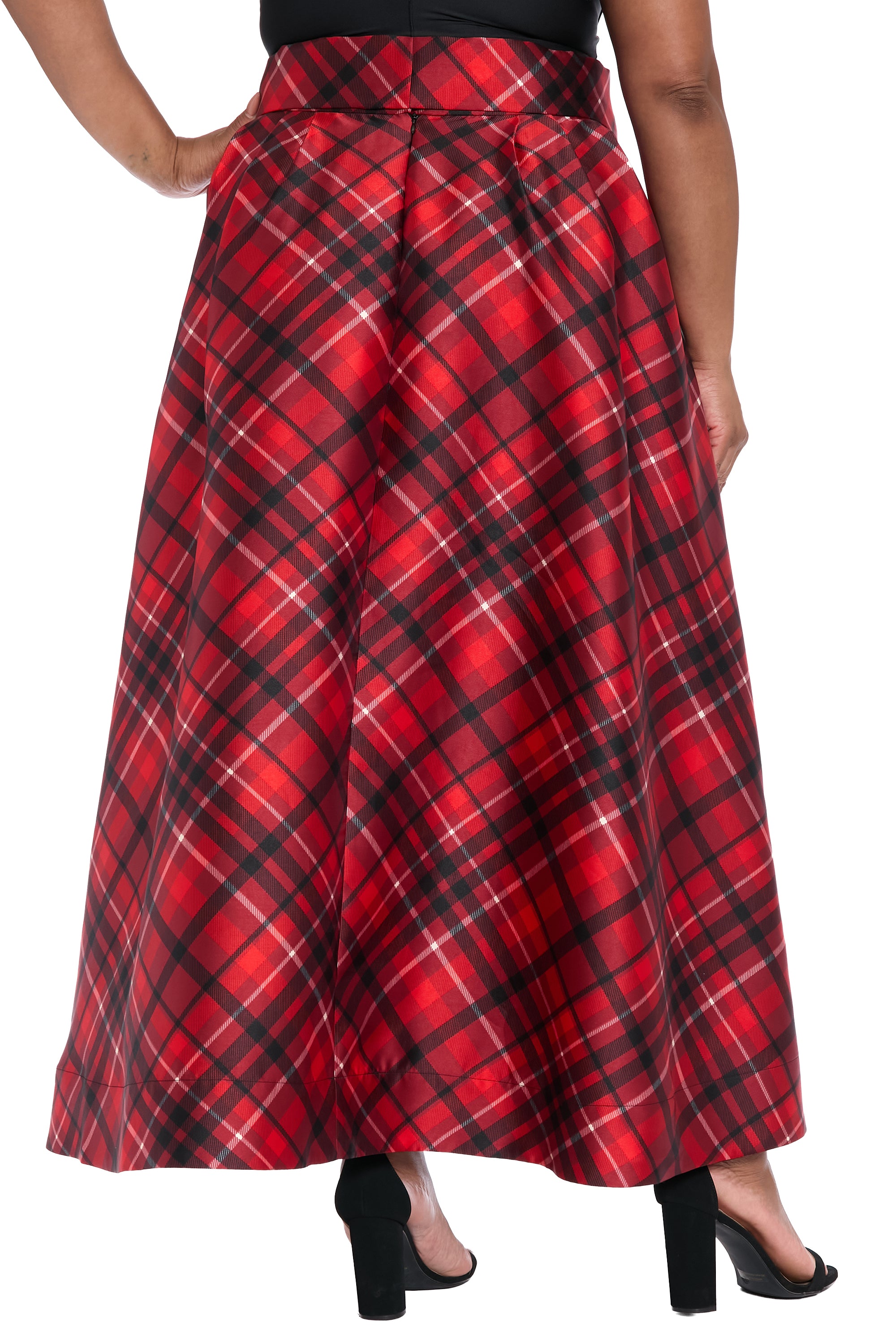 Roosevelt Voluminous Plaid Tie-Front Skirt Maxi | Muse by Maggy London