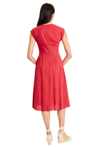 Kora Linen V-Neck Flare Midi