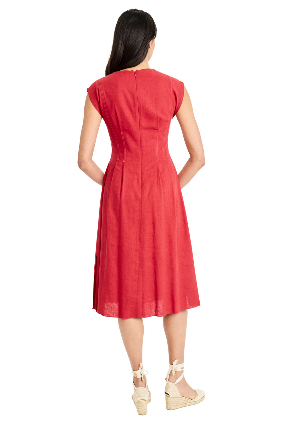 Kora Linen V-Neck Flare Midi