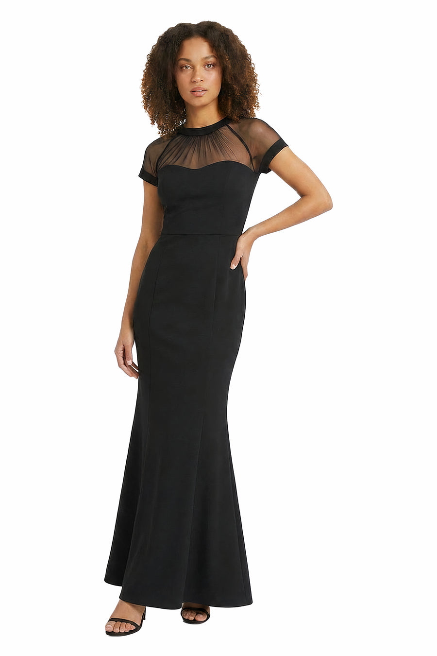 Illusion Fit-and-Flare Evening Gown