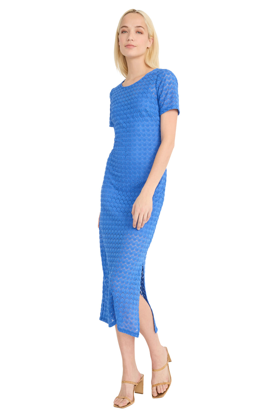 Donna Morgan Women's Crochet Midi Dress - Blue - Size M Donna Morgan Women's Crochet Midi Dress - Blue - Size M