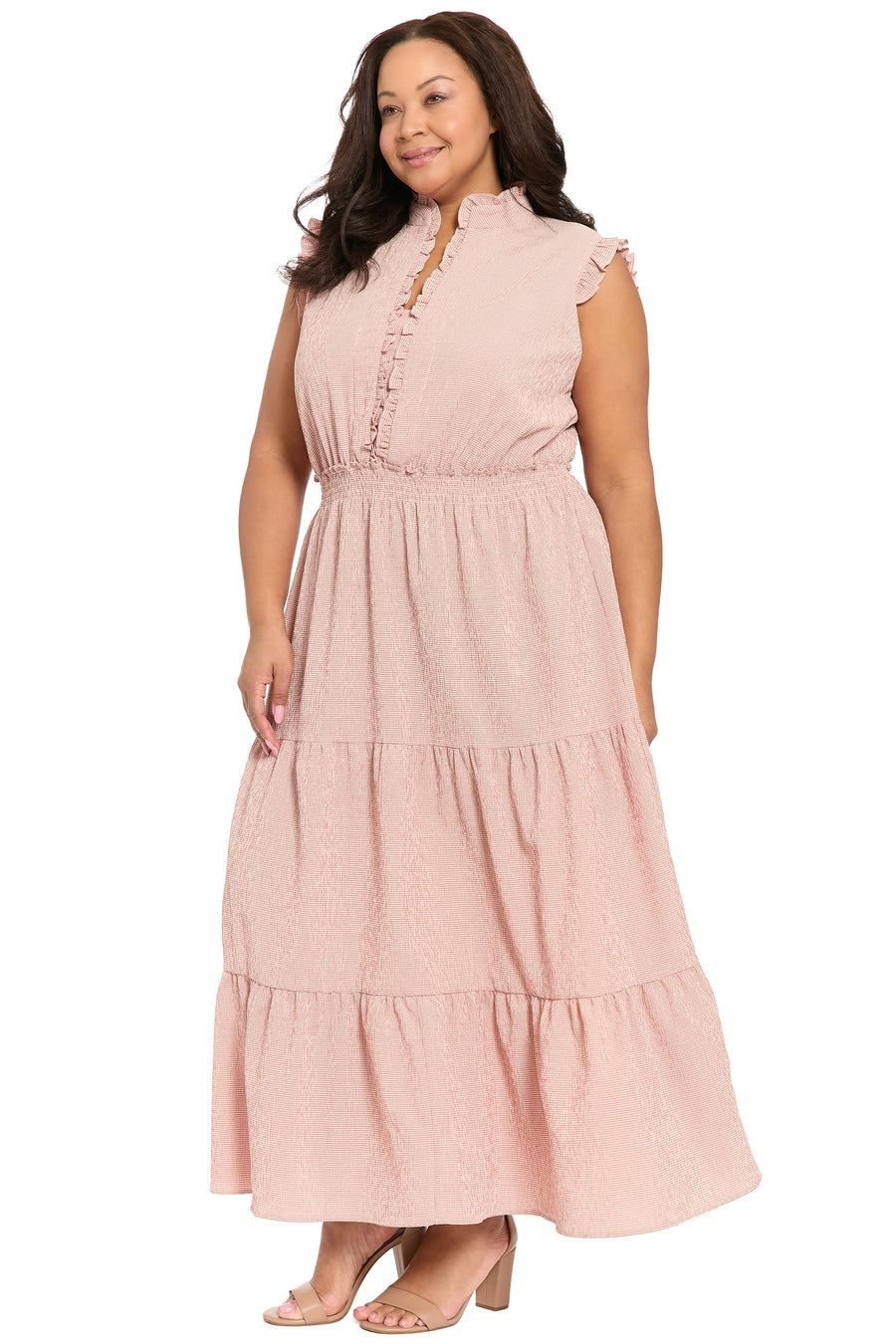 Nevis Sleeveless Maxi in Micro Check