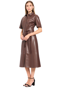 Zephyr Faux Leather Belted Midi