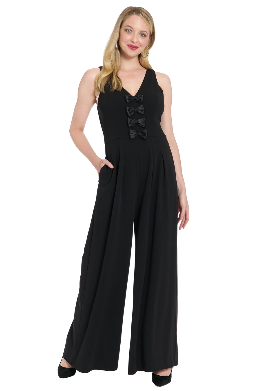 Cayla Pleated V-Neck Wide Leg Jumpsuit