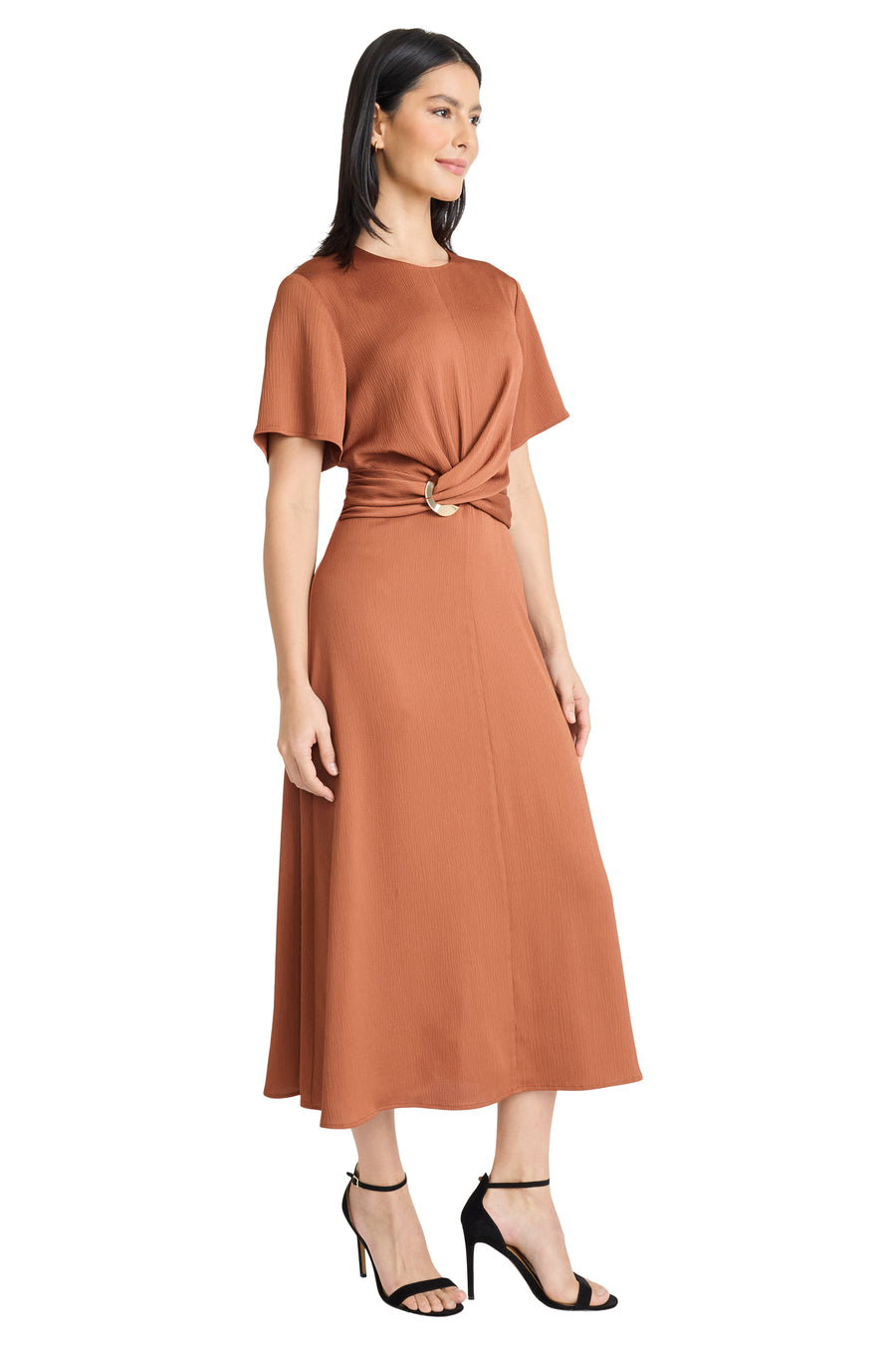 Arianne Gold Waist Detail Midi Dress