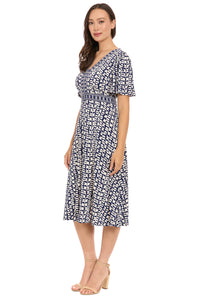McKay Short Sleeve Fit & Flare Midi