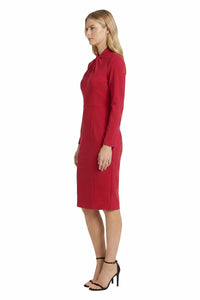 Livie Twist-Neck Keyhole Sheath Dress