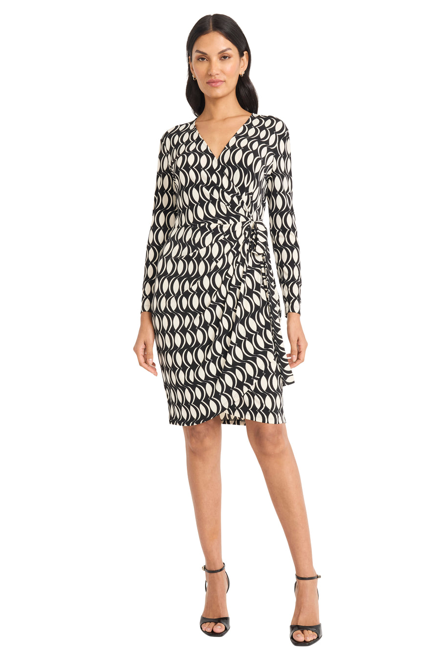 Darcy Wrap in Spectacle Geo Knee-Length Wrap Dress | Maggy London RUST/APRICOT / Standard / 4 Darcy Wrap in Spectacle Geo Knee-Length Wrap Dress | Maggy London RUST/APRICOT / Standard / 4
