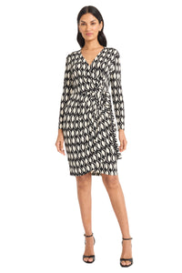Darcy Wrap in Spectacle Geo Knee-Length Wrap Dress