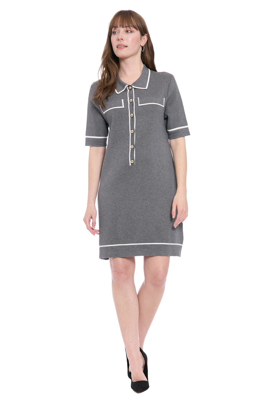 London Times Women's Tipped Shift Dress - Black - Mini dresses London Times Women's Tipped Shift Dress - Black - Mini dresses