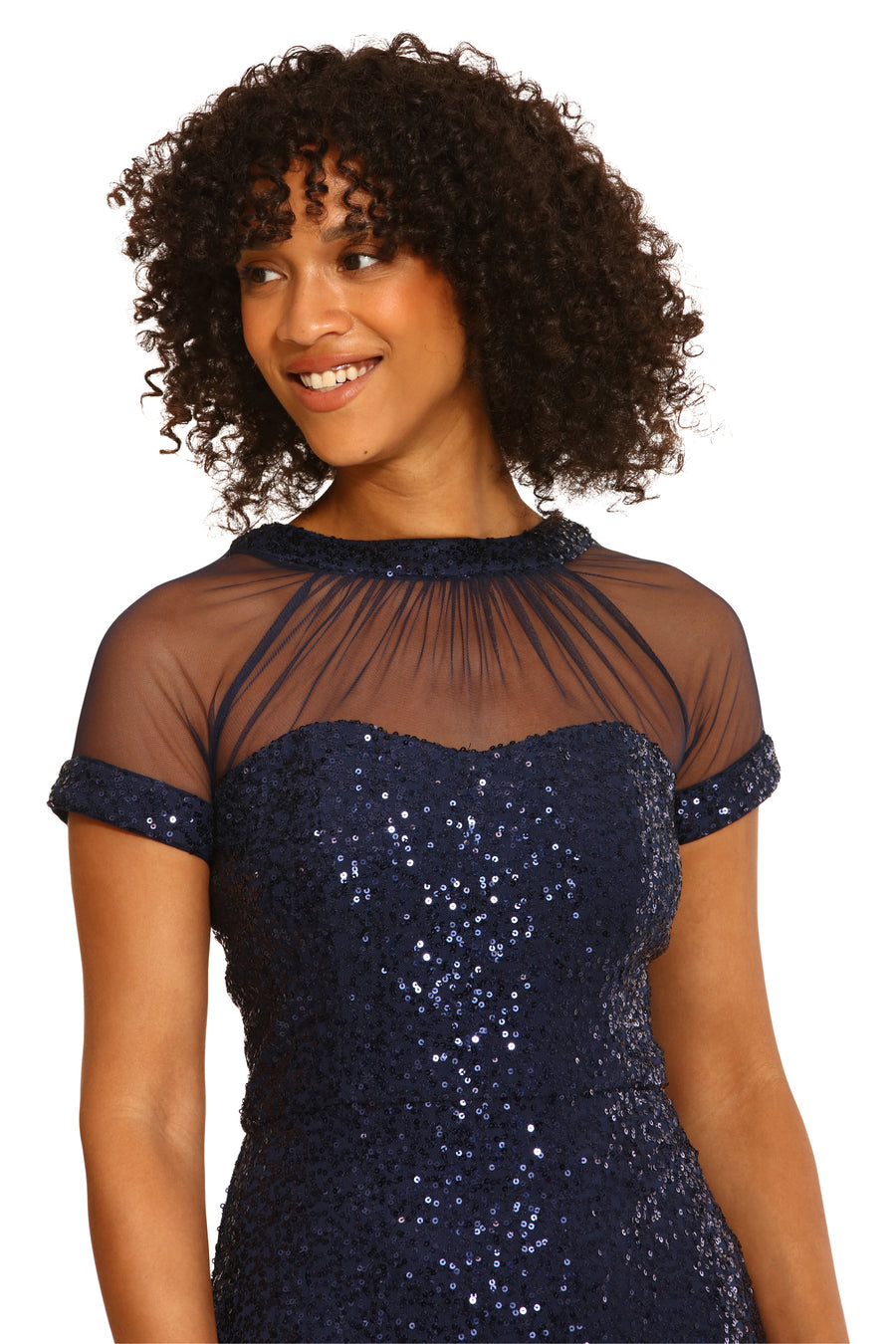 Sequin Illusion MIDI Dress Navy / Standard / 16 Sequin Illusion MIDI Dress Navy / Standard / 16