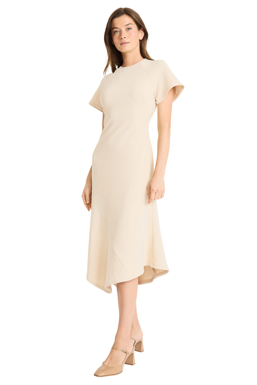 ASYMMETRICAL HEM DRESS WITH WIDE SLEEVES Maggy London ASYMMETRICAL HEM DRESS WITH WIDE SLEEVES Maggy London