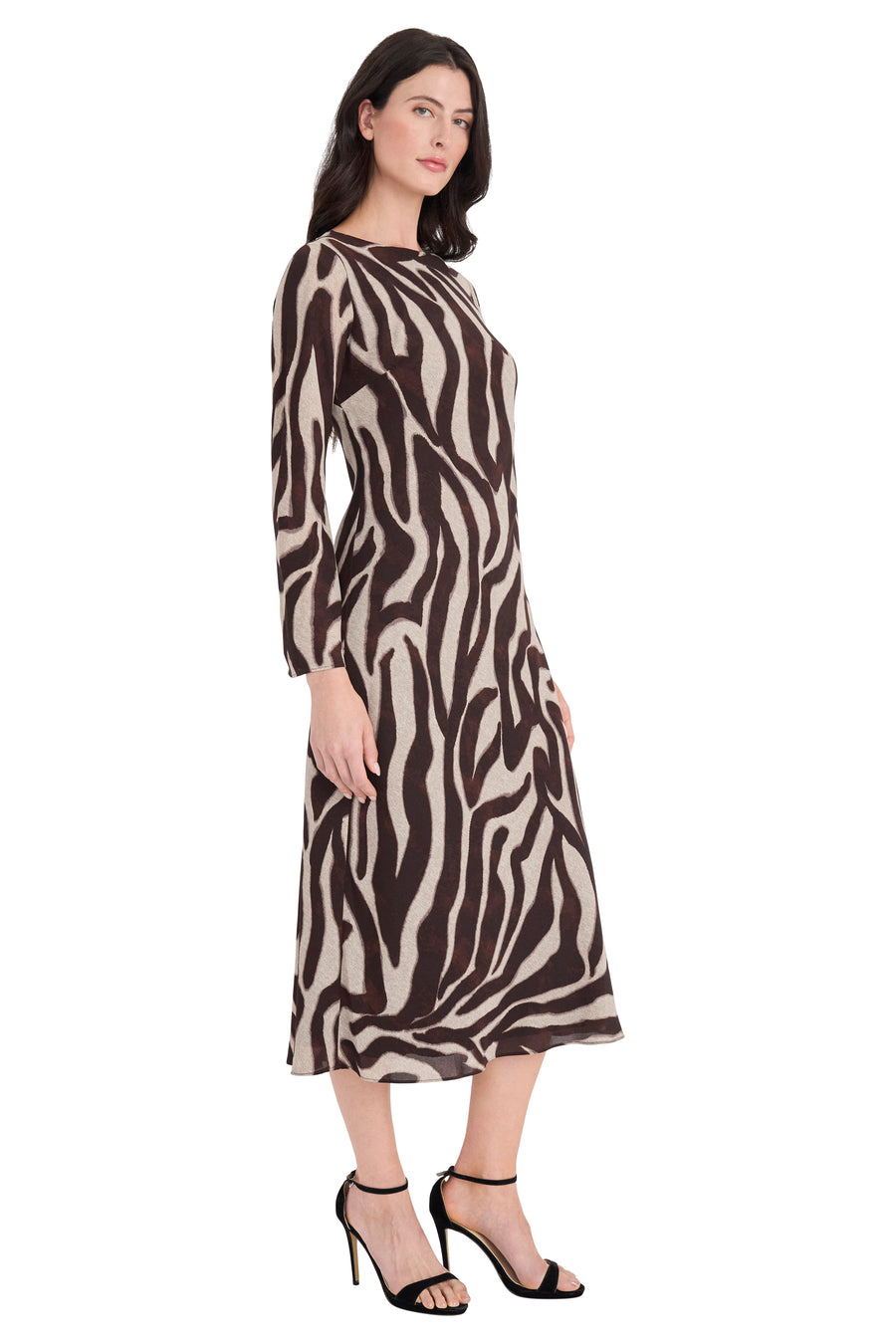Helga Printed Knit Long Sleeve Midi Dress
