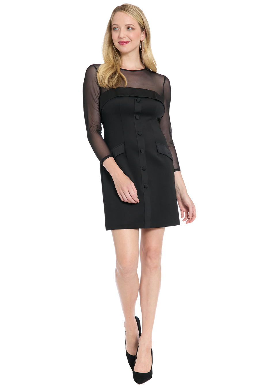 Leanna Tuxedo Illusion Dress