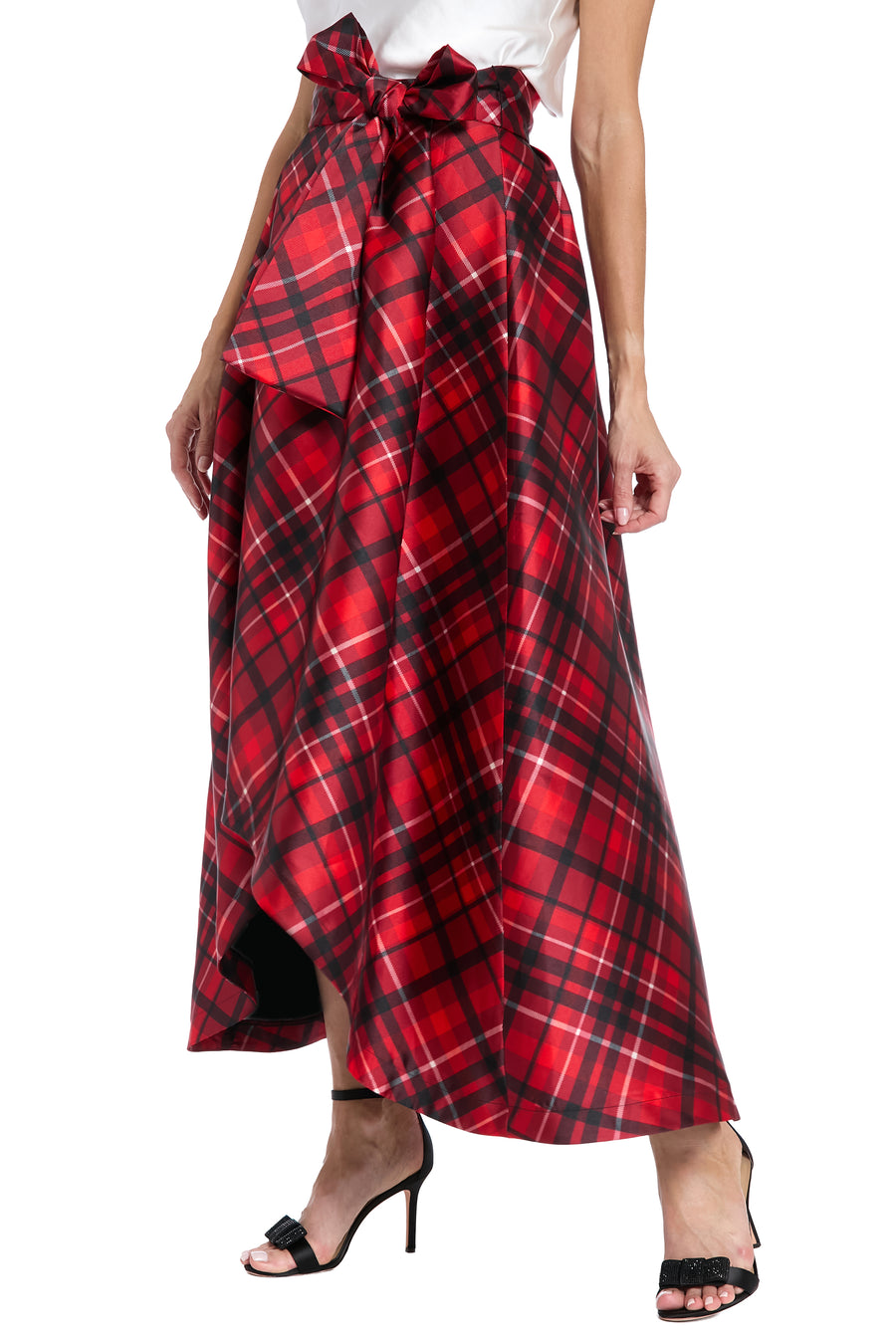 Roosevelt Voluminous Plaid Tie-Front Skirt