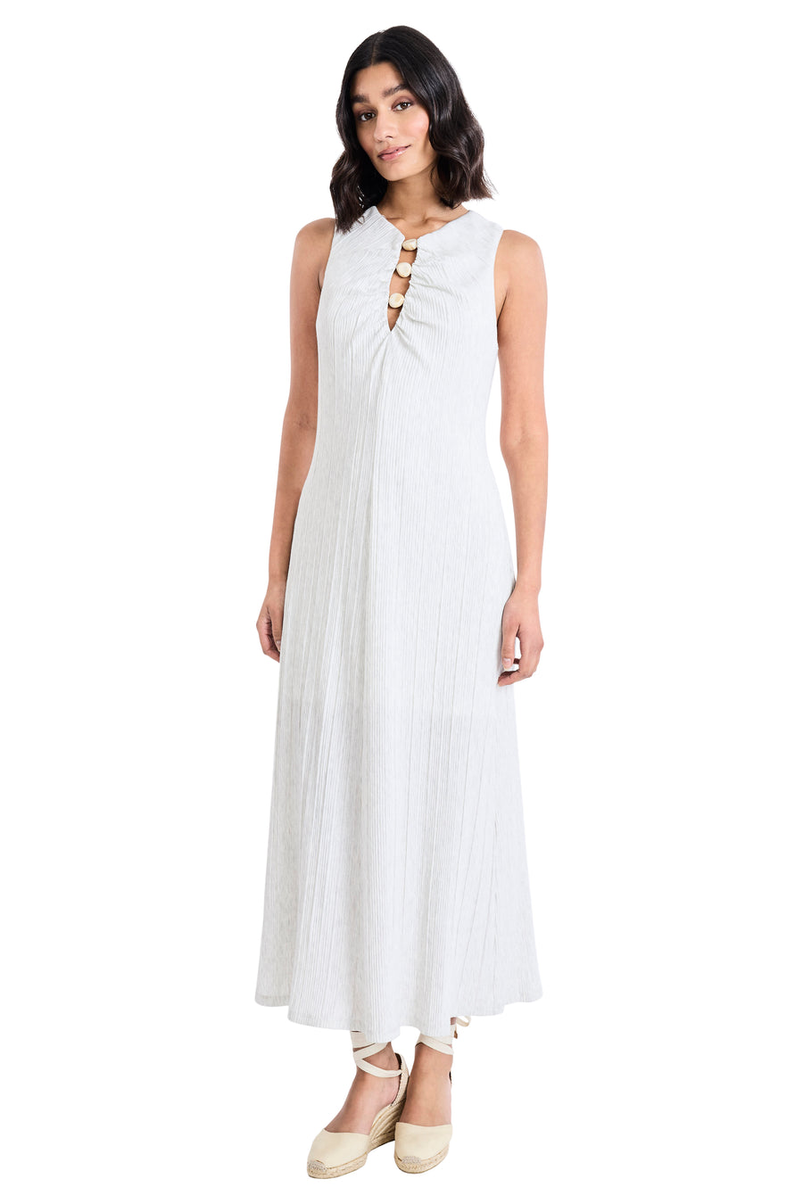 Alexander Textured Stripe Sleeveless Midi