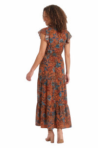 Consuela Cap Sleeve Maxi in Magnolia Vines