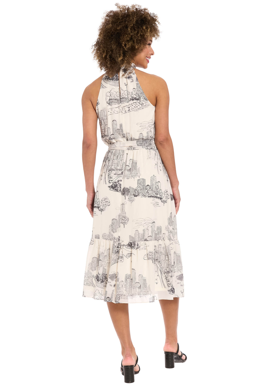 Elina Halter Ruffle Midi in Printed Toile