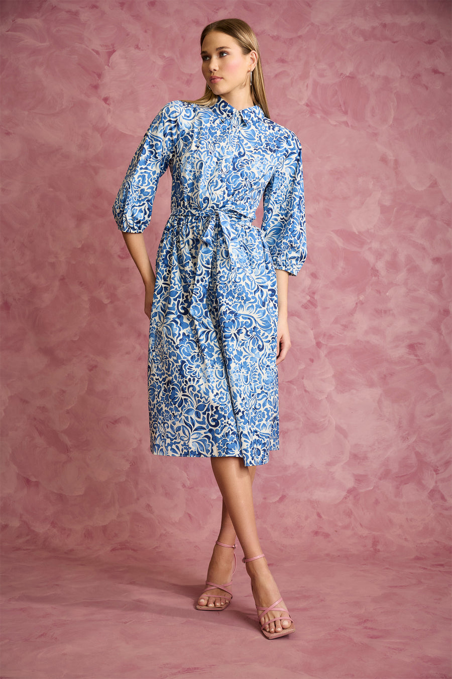 Gail Balloon Sleeve Shirtdress in Mosaic Wildflowers