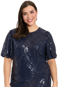 Bryant Jewel Neck Bubble Sleeve Top top