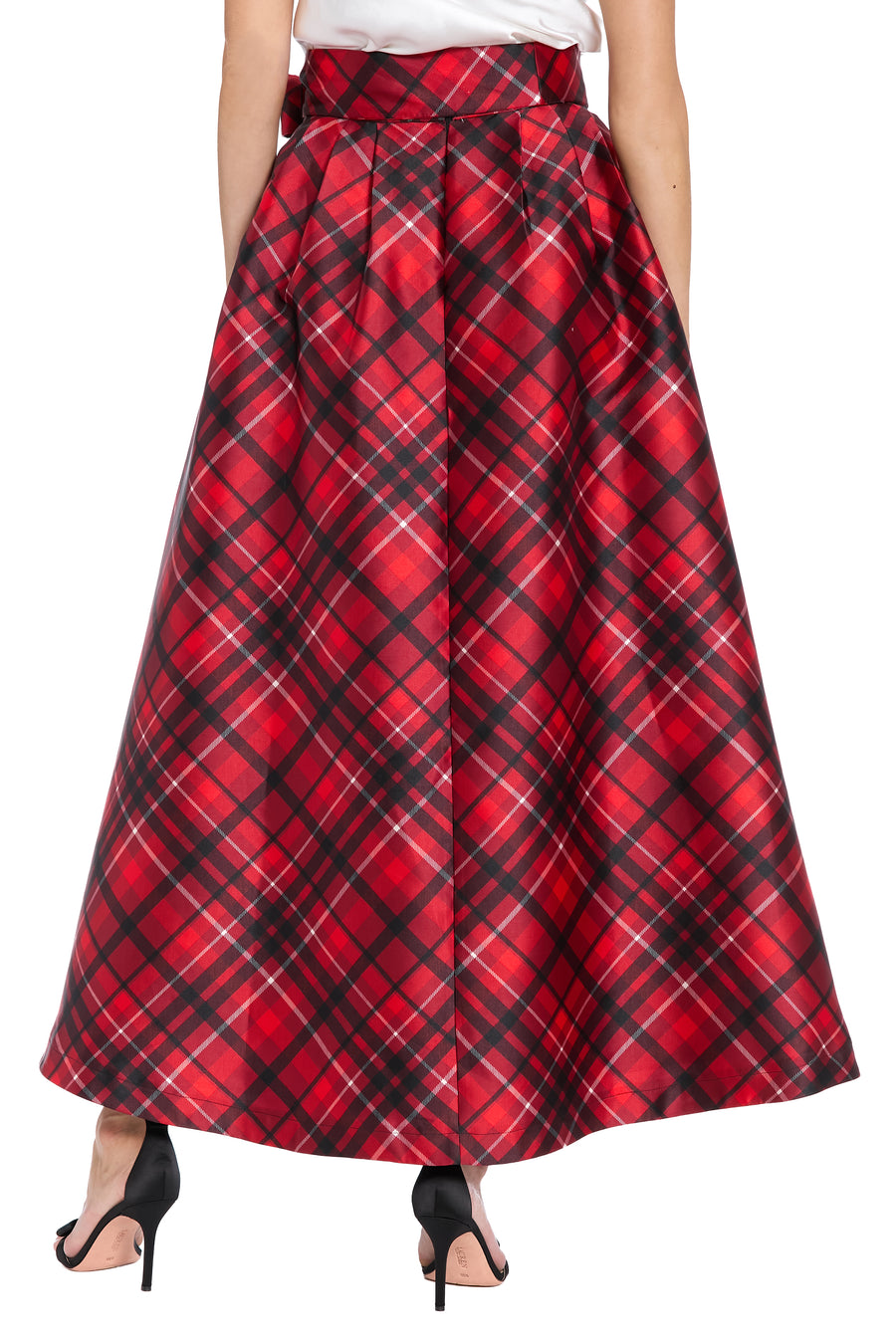 Roosevelt Voluminous Plaid Tie-Front Skirt
