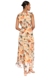 Rosie Side Tie Ruffle Dress in Blurred Poppy