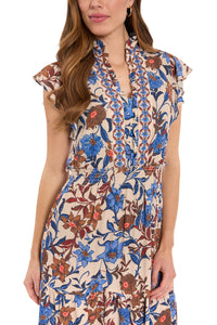 Consuela Cap Sleeve Maxi in Magnolia Vines