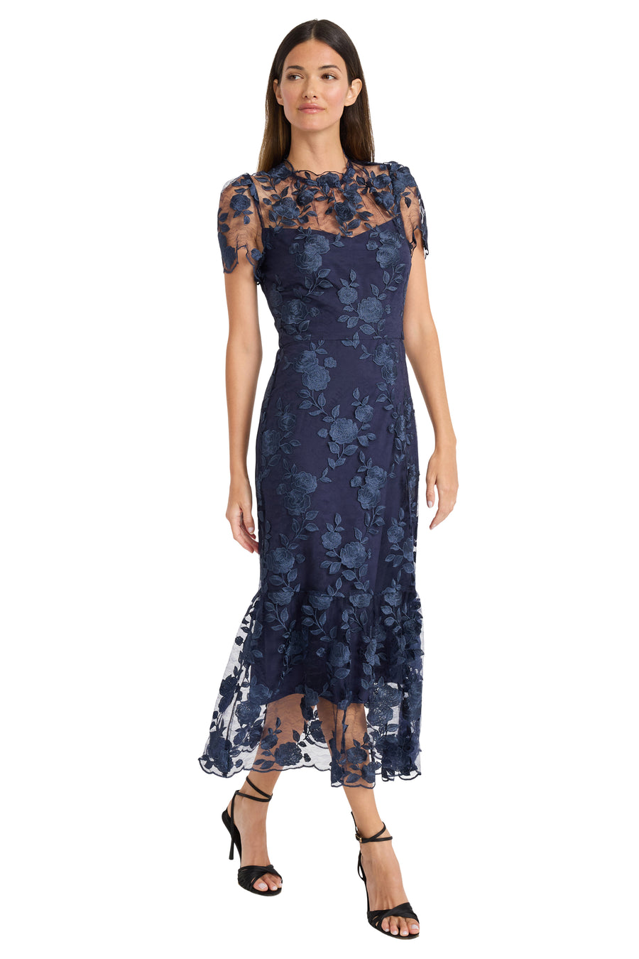 Maggy London Embroidered Floral Overlay Cocktail Dress in Twilight Navy at Nordstrom, Size 8 Maggy London Embroidered Floral Overlay Cocktail Dress in Twilight Navy at Nordstrom, Size 8