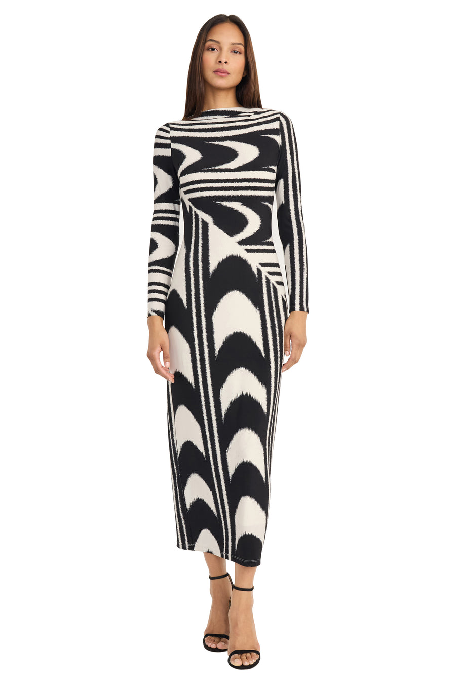 Jayde Geometric Print Fitted Midi Dress