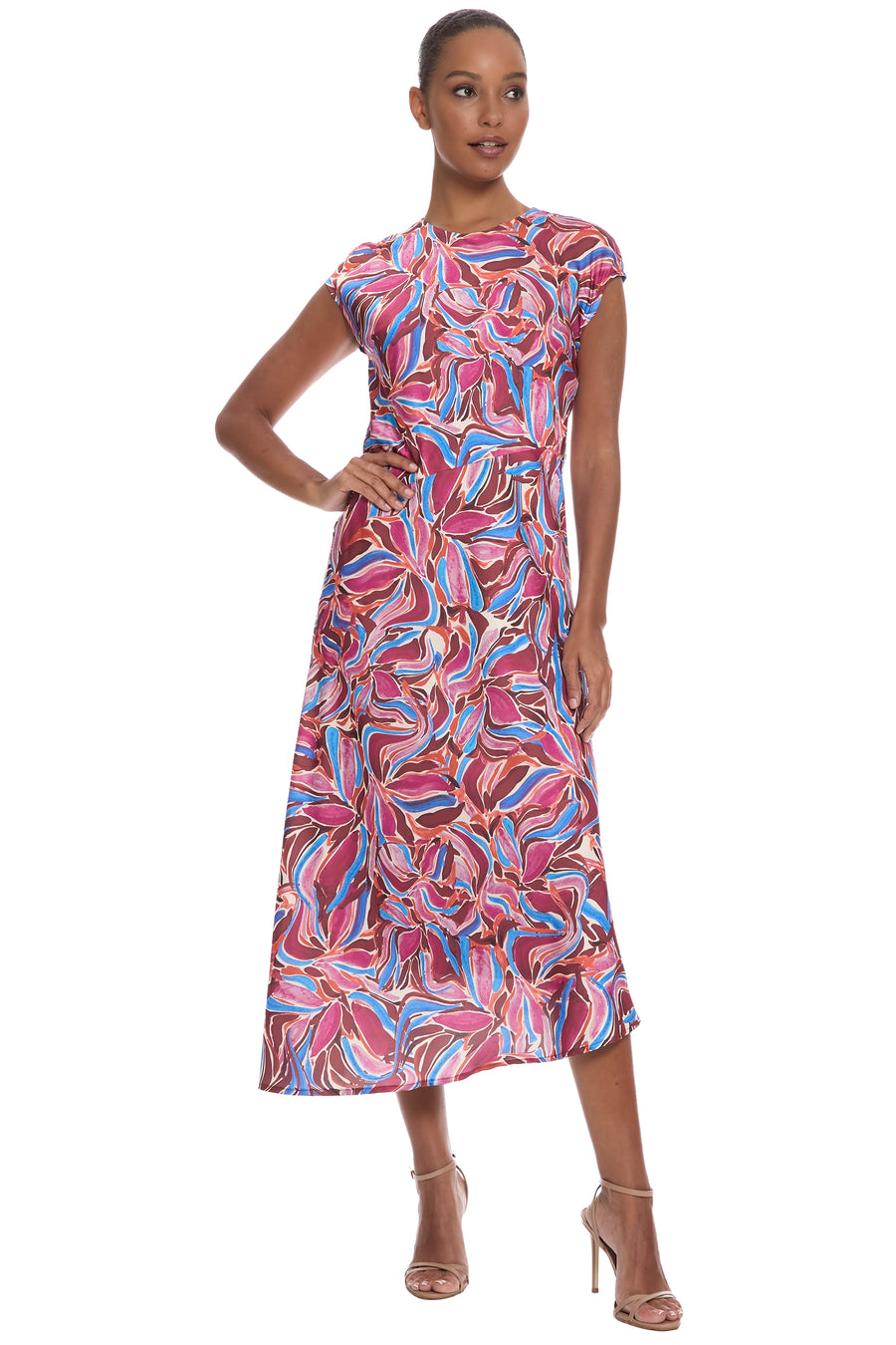Isla Cap Sleeve Asymmetrical Midi