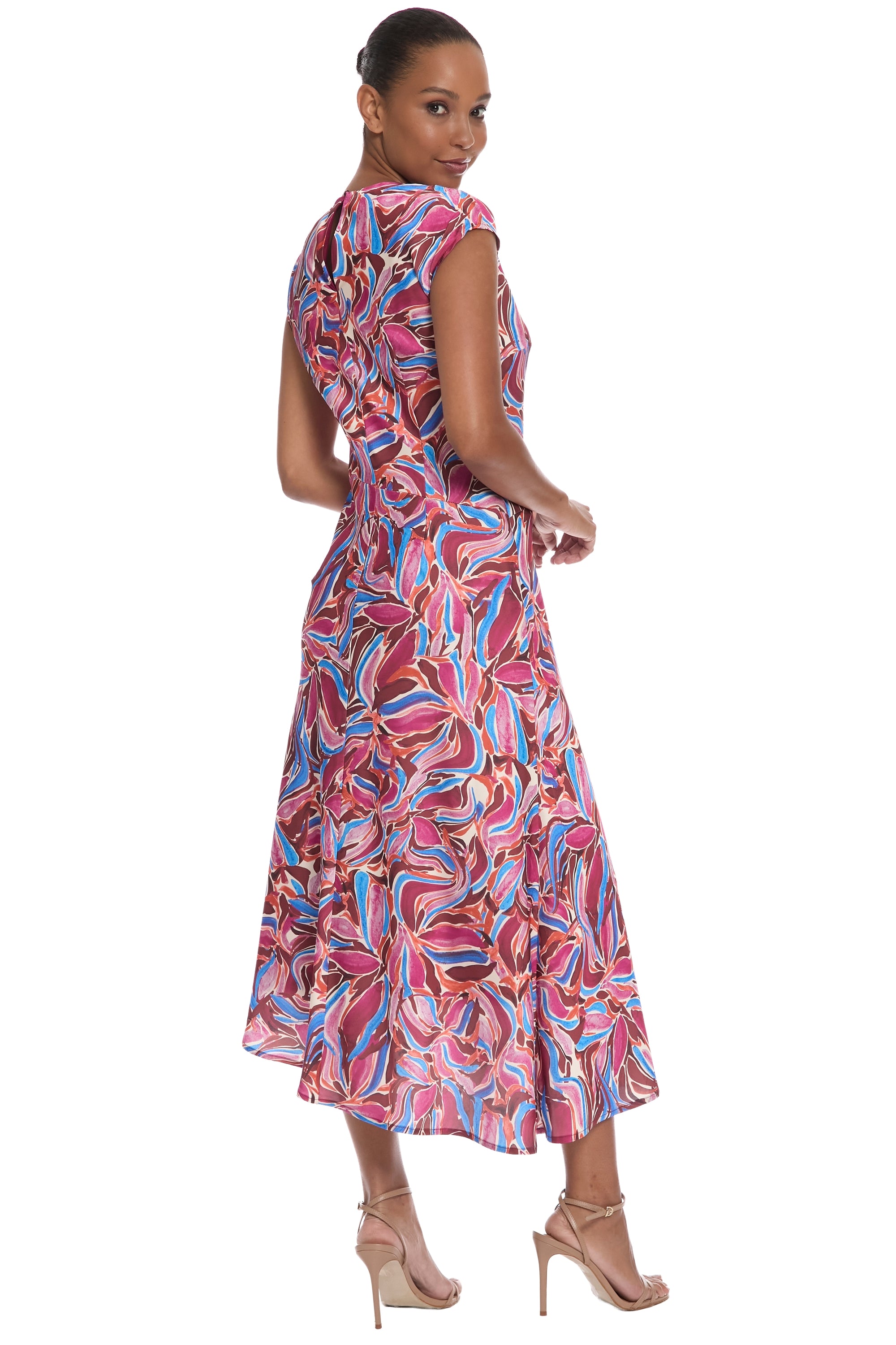 Isla Cap Sleeve Asymmetrical Midi – Maggy London
