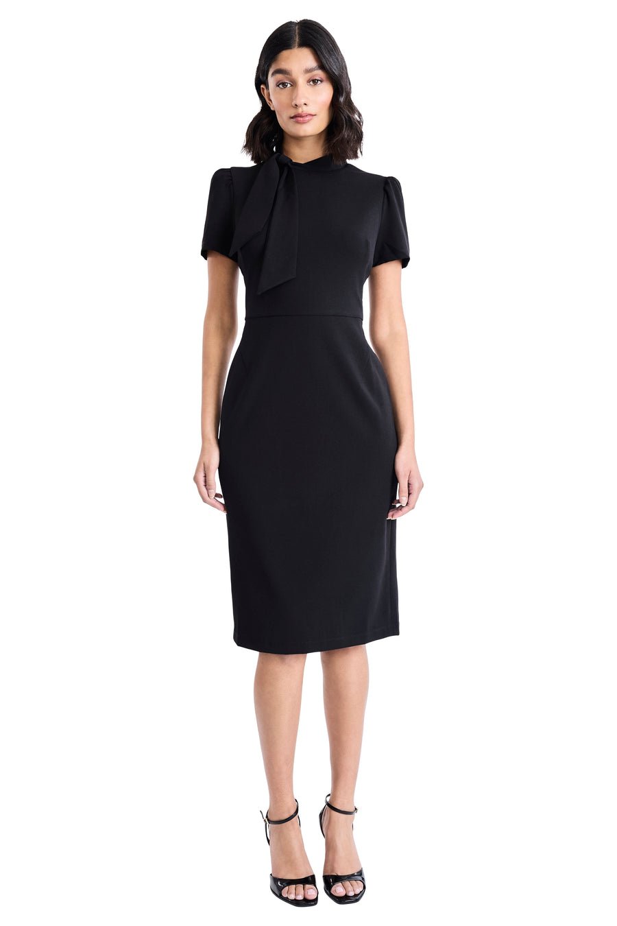Margo Short Sleeve Dress Sheath Midi | Maggy London Black / Petite / 6p Margo Short Sleeve Dress Sheath Midi | Maggy London Black / Petite / 6p