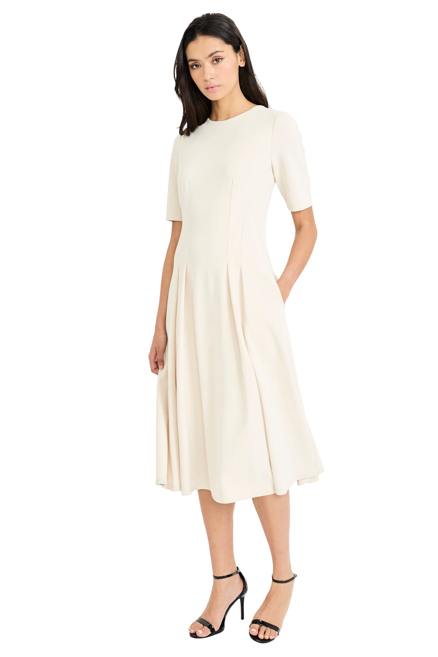 maggy london a line dresses Maggy London Horn Short Sleeve Midi A-Line Dress