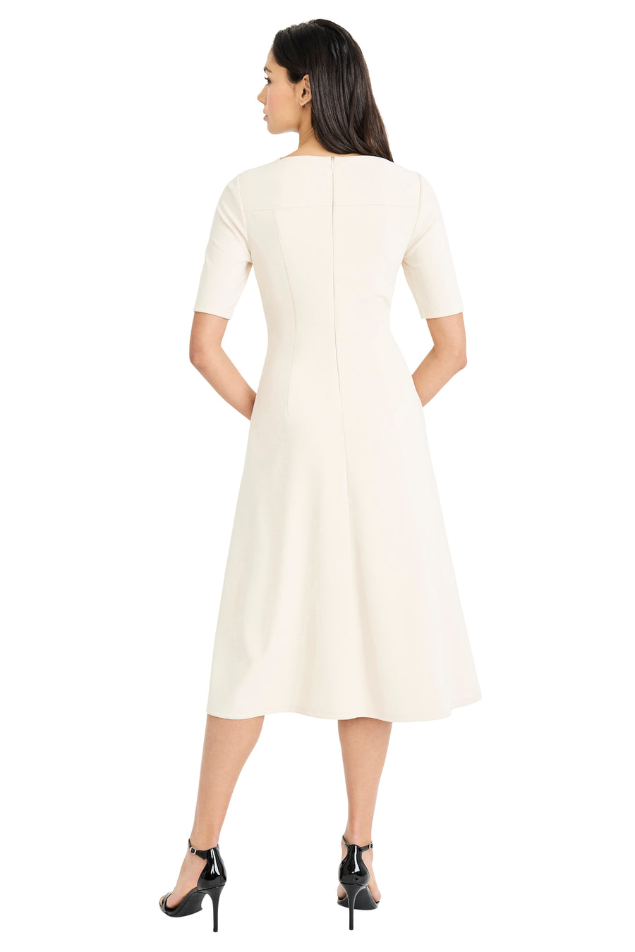 Maggy London Horn Short Sleeve Midi A-Line Dress - Horn / 14 Maggy London Horn Short Sleeve Midi A-Line Dress - Horn / 14